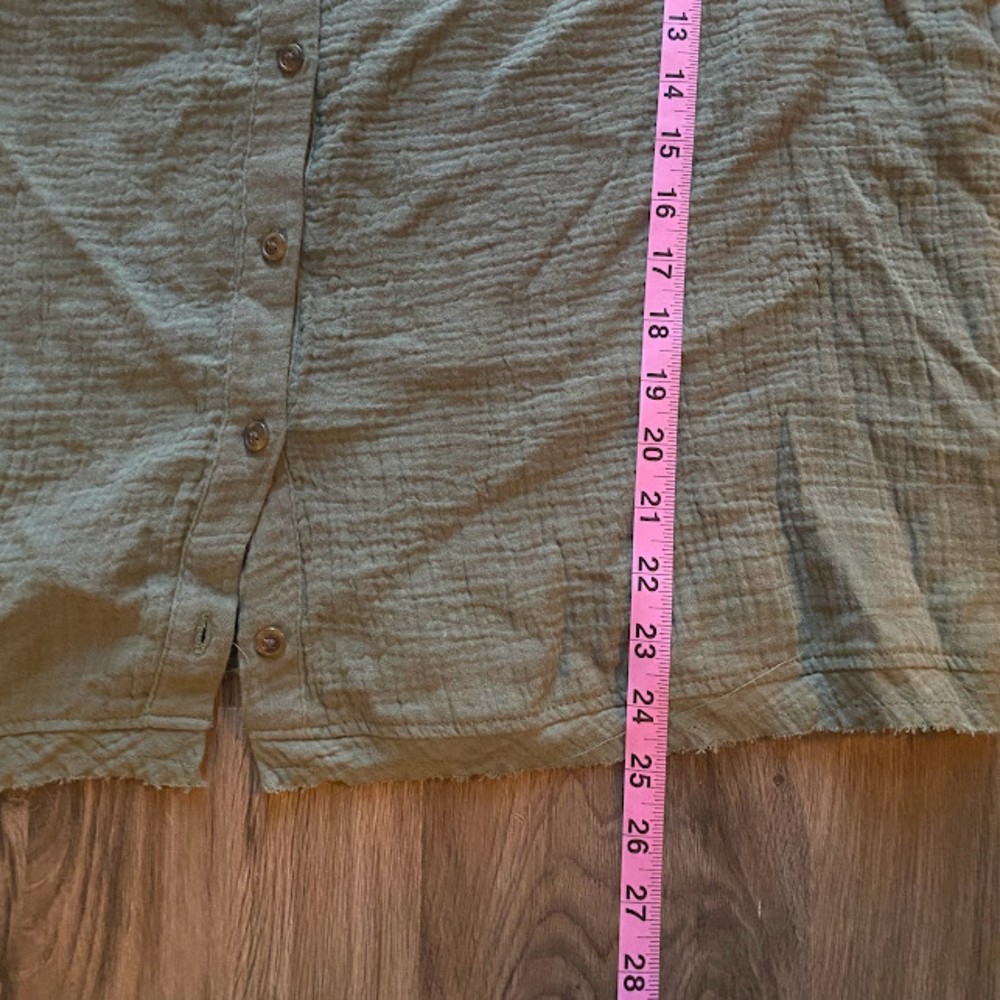 NWT Knox Rose Elbow Sleeve Gauze Olive Button Down Shirt XL - Picture 2 of 6